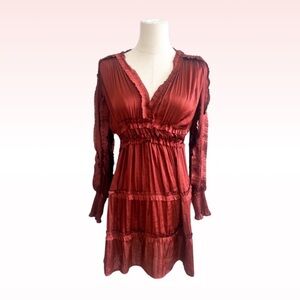 O.P.T. One Pretty Time Rust Ruffle Dress (Sz S)